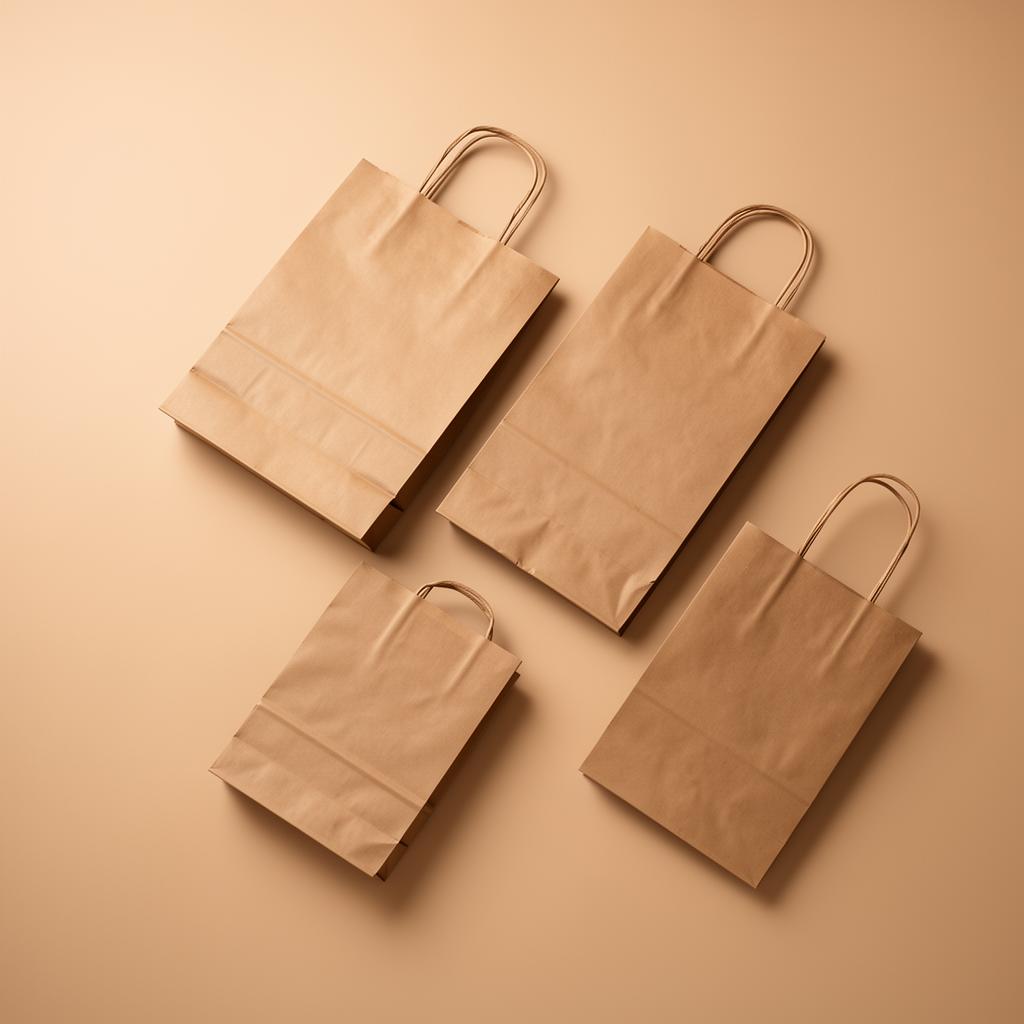 Brown kraft paper shopping bags overhead